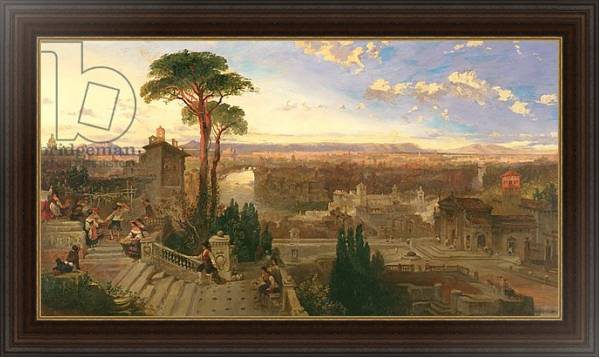 Постер Rome, twilight, view from the Convent of San Onofrio on Mount Janiculum, c.1853-55 с типом исполнения На холсте в раме в багетной раме 1.023.151