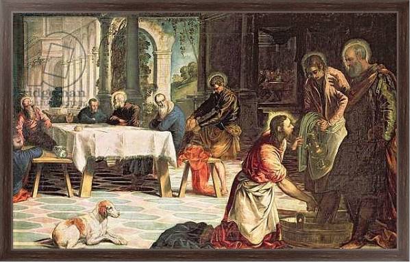 Постер Christ Washing the Feet of the Disciples, detail of the right hand side, c.1547 с типом исполнения На холсте в раме в багетной раме 221-02