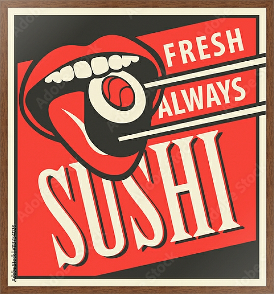 Постер Ретро реклама для суши с типом исполнения На холсте в раме в багетной раме 1727.4310