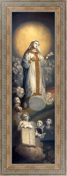 Постер Богоматерь в окружении ангелов с типом исполнения На холсте в раме в багетной раме 484.M48.310