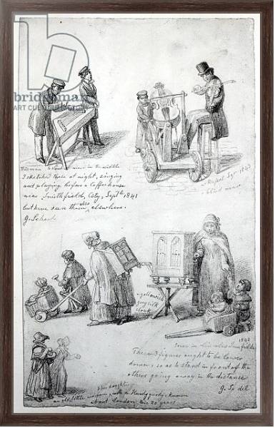 Постер Musicians on the streets of London, 1841-43 с типом исполнения На холсте в раме в багетной раме 221-02