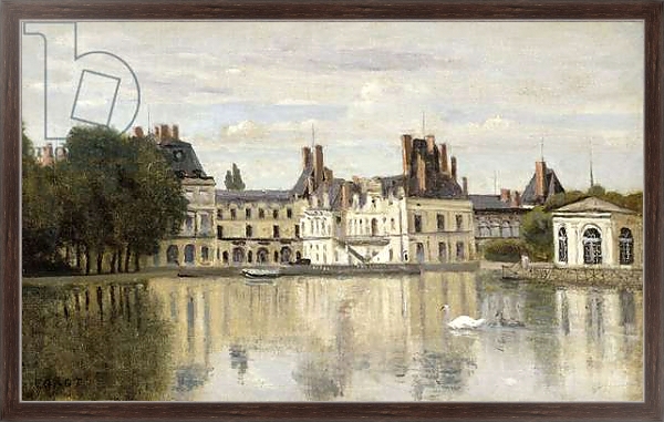 Постер Fontainebleau - View of the Chateau and Lake; Fontainebleau - Le Chateau vu de la Piece d'Eau, с типом исполнения На холсте в раме в багетной раме 221-02