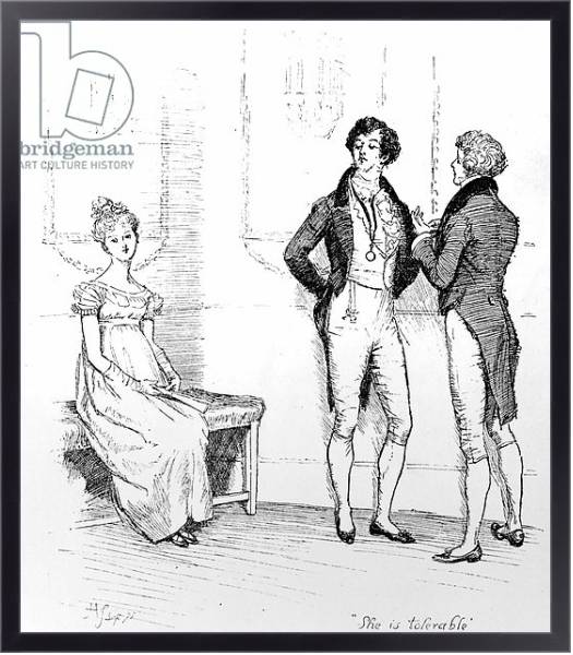 Постер 'She is tolerable', illustration from 'Pride & Prejudice' by Jane Austen, edition published in 1894 с типом исполнения На холсте в раме в багетной раме 221-01