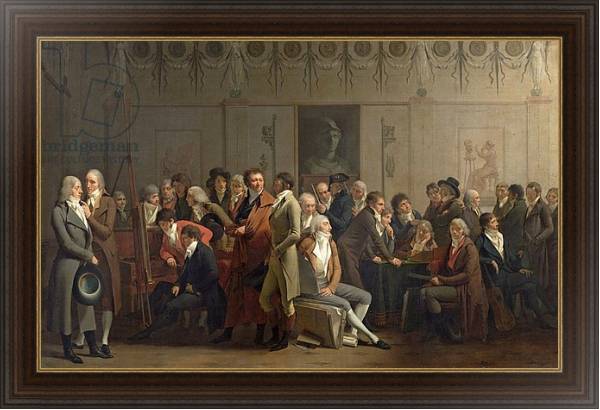 Постер Reunion of Artists in the Studio of Isabey, 1798 с типом исполнения На холсте в раме в багетной раме 1.023.151