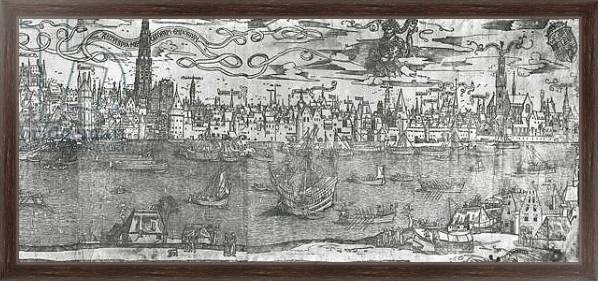 Постер View of Antwerp Harbour, detail of the right hand section, 1515-50 с типом исполнения На холсте в раме в багетной раме 221-02