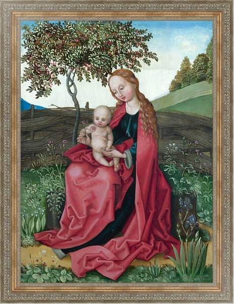 Постер Дева Мария с младенцем в саду с типом исполнения На холсте в раме в багетной раме 484.M48.310
