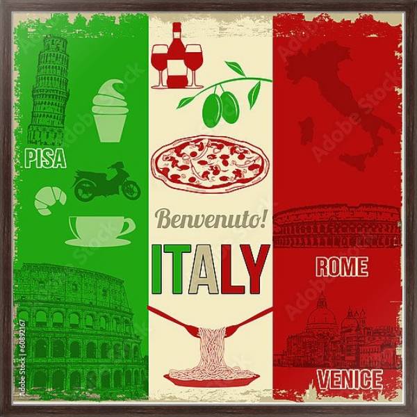 Постер Вкус Италии 2 с типом исполнения На холсте в раме в багетной раме 221-02