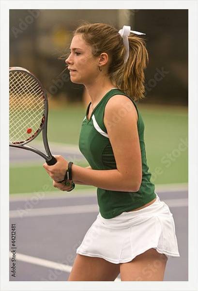 Постер Теннисистка на корте с типом исполнения На холсте в раме в багетной раме 1727.7010