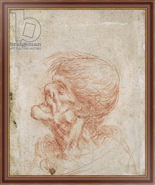 Постер Caricature Head Study of an Old Man, c.1500-05 с типом исполнения На холсте в раме в багетной раме 35-M719P-83