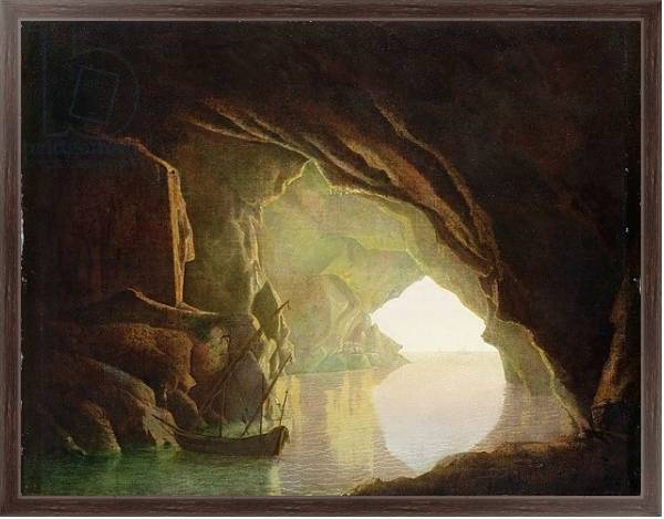 Постер A Grotto in the Gulf of Salerno, Sunset, c.1780-1 с типом исполнения На холсте в раме в багетной раме 221-02