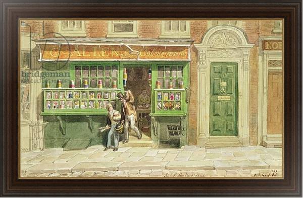Постер Colourman's Shop, St Martin's Lane, 1829 с типом исполнения На холсте в раме в багетной раме 1.023.151