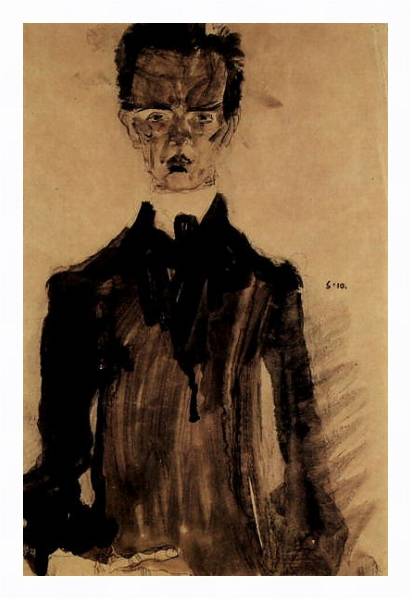 Постер Автопортрет в черном с типом исполнения На холсте в раме в багетной раме 221-03