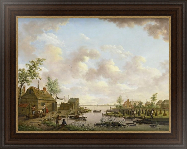 Постер Landschap met vissers en turfstekende boeren in het laagveen с типом исполнения На холсте в раме в багетной раме 1.023.151