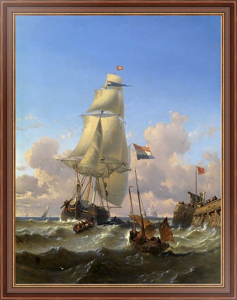 Постер Корабли у пирса с типом исполнения На холсте в раме в багетной раме 35-M719P-83