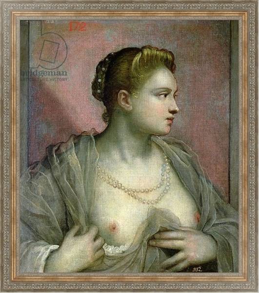 Постер Portrait of a Woman Revealing her Breasts, c.1570 с типом исполнения На холсте в раме в багетной раме 484.M48.310
