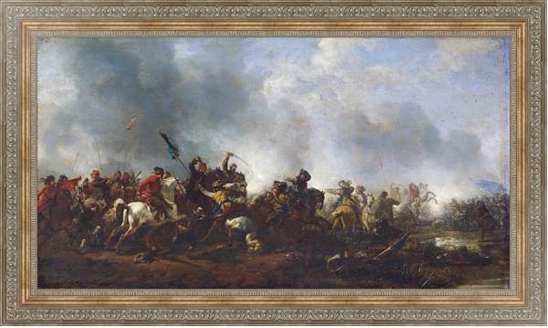 Постер Кавалерия, атакующая пехоту с типом исполнения На холсте в раме в багетной раме 484.M48.310