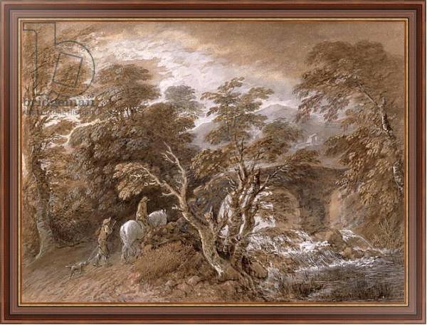 Постер A Woodland Pool with Rocks and Plants, c.1765-70 с типом исполнения На холсте в раме в багетной раме 35-M719P-83