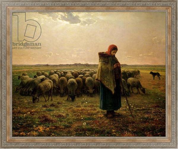 Постер Shepherdess with her Flock, 1863 с типом исполнения На холсте в раме в багетной раме 484.M48.310