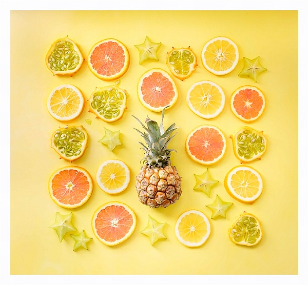 Постер Цитрусовая композиция из сочных фруктов с типом исполнения На холсте в раме в багетной раме 221-03