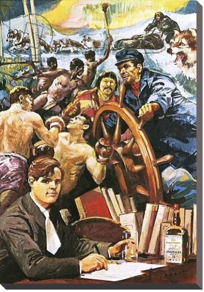 Постер The American writer, Jack London с типом исполнения На холсте без рамы