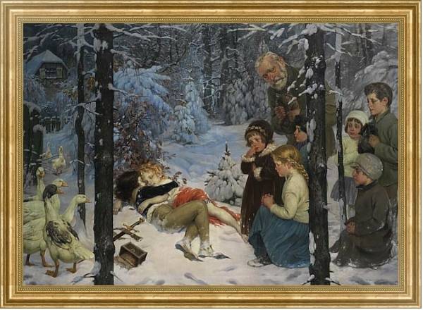 Постер Kinder im Schnee с типом исполнения На холсте в раме в багетной раме NA033.1.051