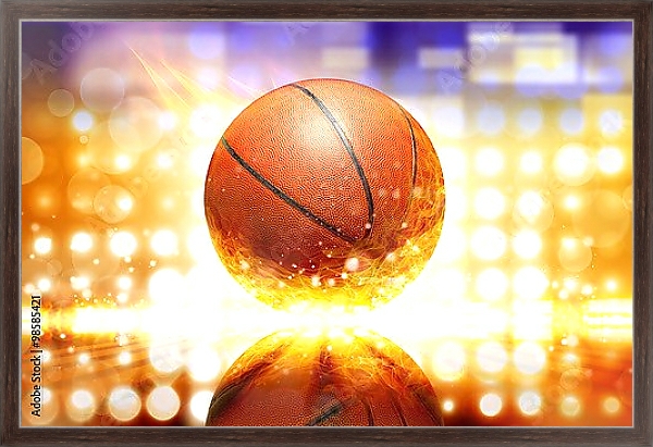 Постер Баскетбольный мяч 3 с типом исполнения На холсте в раме в багетной раме 221-02