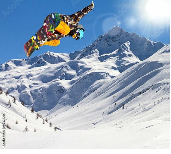 Постер Сноубордист в прыжке с типом исполнения На холсте без рамы