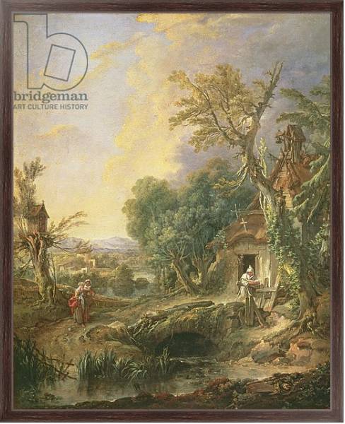 Постер Landscape with a Hermit, 1742 с типом исполнения На холсте в раме в багетной раме 221-02