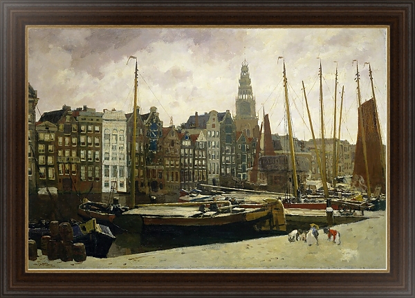 Постер The Damrak, Amsterdam с типом исполнения На холсте в раме в багетной раме 1.023.151