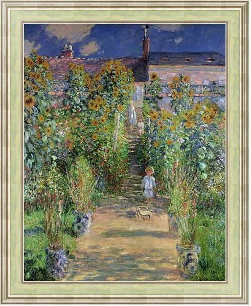 Постер Monet's garden at V?theuil с типом исполнения На холсте в раме в багетной раме NA053.0.113