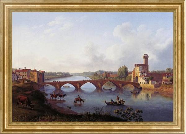 Постер Der Ponte a Mare in Pisa (Toskana) с типом исполнения На холсте в раме в багетной раме NA033.1.051