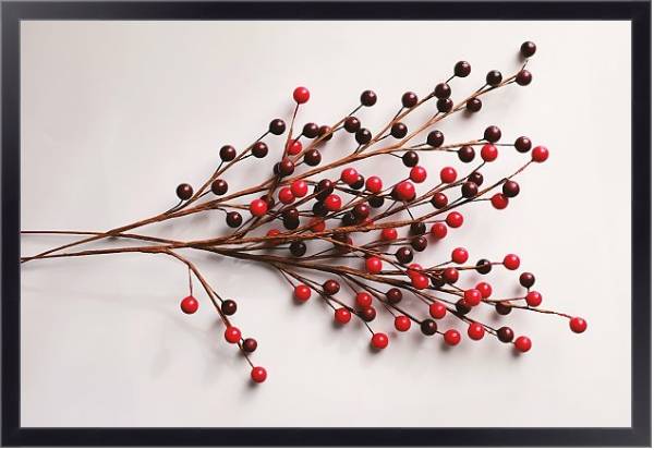 Постер Веточка с ягодами с типом исполнения На холсте в раме в багетной раме 221-01