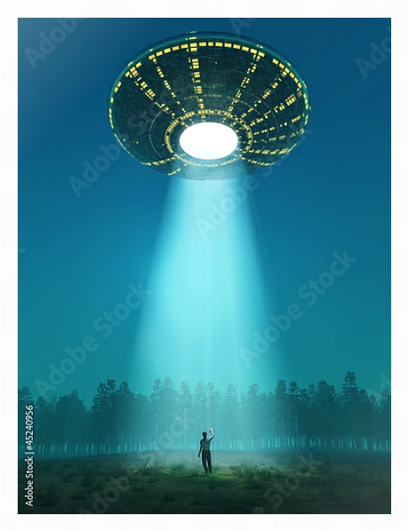 Постер Встреча с НЛО с типом исполнения На холсте в раме в багетной раме 221-03