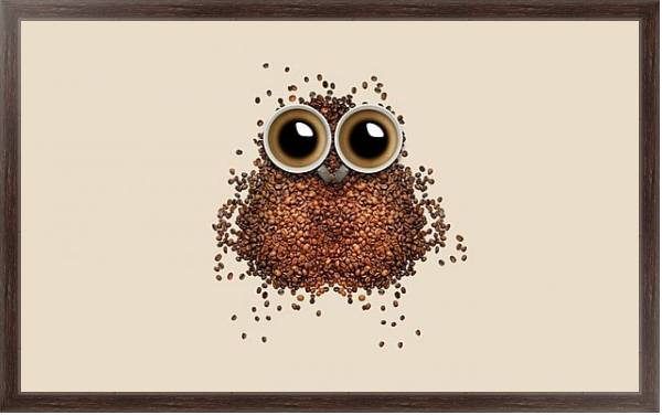 Постер Кофейная сова 1 с типом исполнения На холсте в раме в багетной раме 221-02