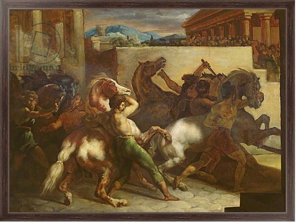Постер The Wild Horse Race at Rome, c.1817 с типом исполнения На холсте в раме в багетной раме 221-02