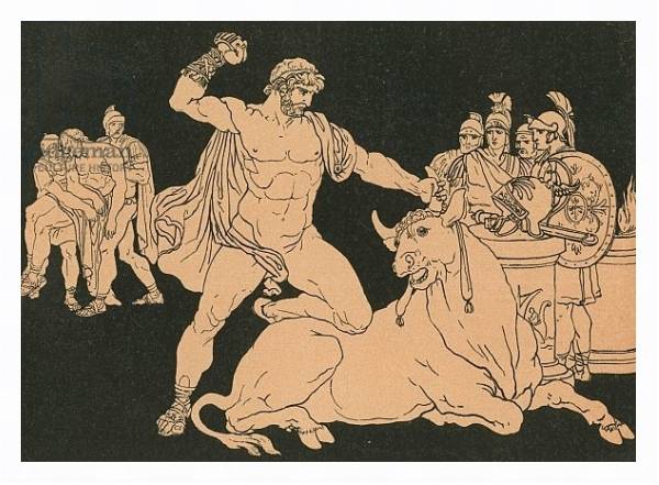 Постер Entellus killing the Bull с типом исполнения На холсте в раме в багетной раме 221-03