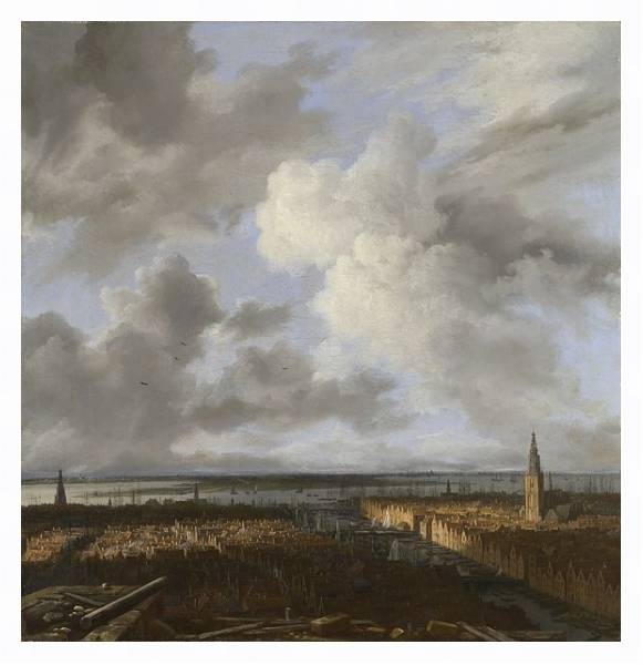 Постер Панорамный вид Амстердама с типом исполнения На холсте в раме в багетной раме 221-03