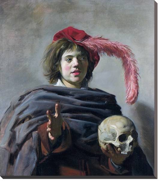 Постер Молодой человек с черепом с типом исполнения На холсте без рамы