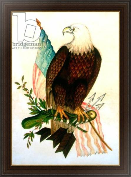 Постер Bald eagle with flag с типом исполнения На холсте в раме в багетной раме 1.023.151