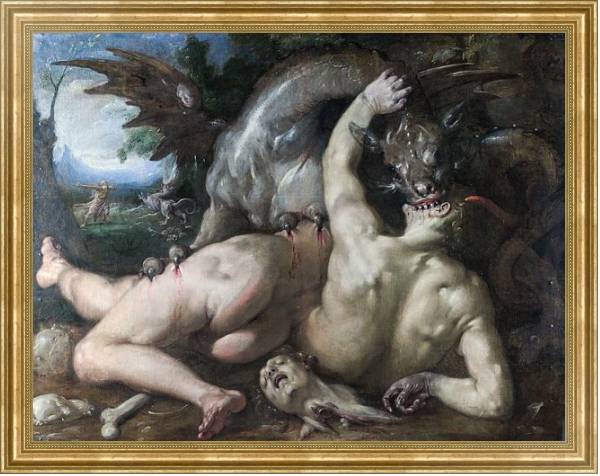 Постер Последователи Кадмоса, пожираемые драконом с типом исполнения На холсте в раме в багетной раме NA033.1.051