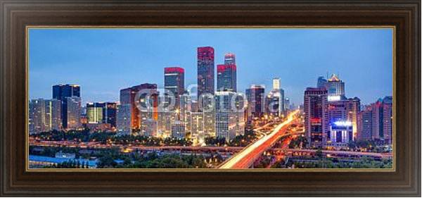 Постер Китай. Пекин. Закатная панорама с типом исполнения На холсте в раме в багетной раме 1.023.151