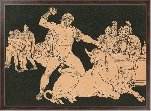 Постер Entellus killing the Bull с типом исполнения На холсте в раме в багетной раме 221-02