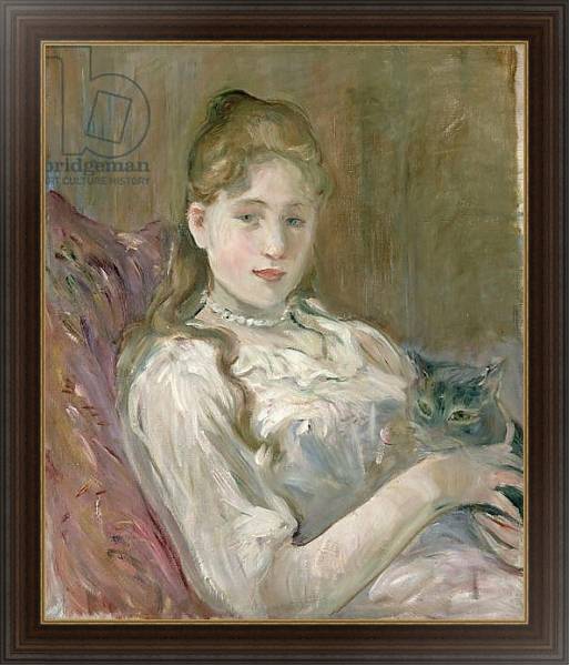 Постер Young Girl with Cat, 1892 с типом исполнения На холсте в раме в багетной раме 1.023.151
