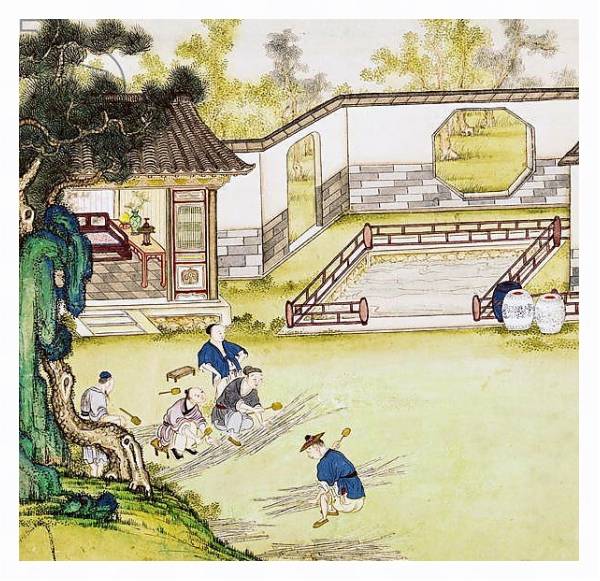 Постер Gathering bamboo to make paper с типом исполнения На холсте в раме в багетной раме 221-03