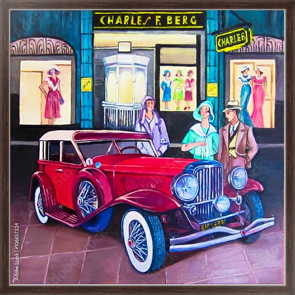 Постер Старинный автомобиль с типом исполнения На холсте в раме в багетной раме 221-02