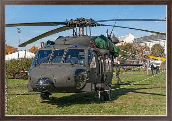 Постер Военный вертолет в Хофбурге, Вена, Австрия с типом исполнения На холсте в раме в багетной раме 221-02