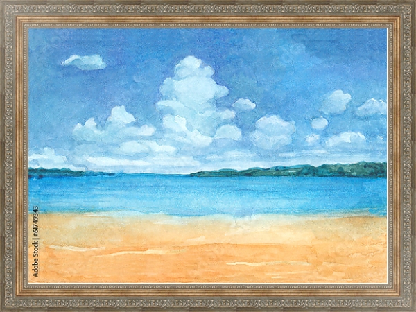 Постер Тропический пляж 1 с типом исполнения На холсте в раме в багетной раме 484.M48.310