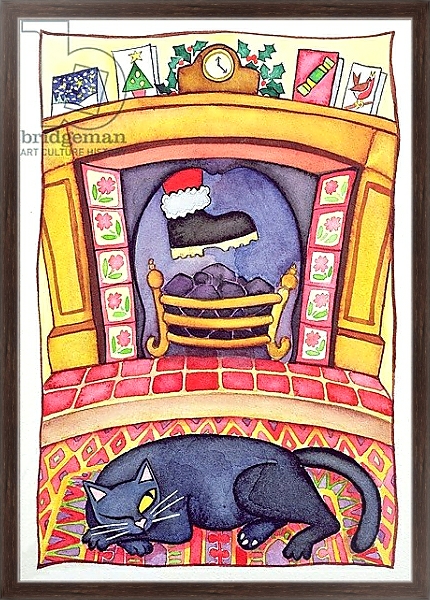 Постер Santa Arriving Down the Chimney с типом исполнения На холсте в раме в багетной раме 221-02