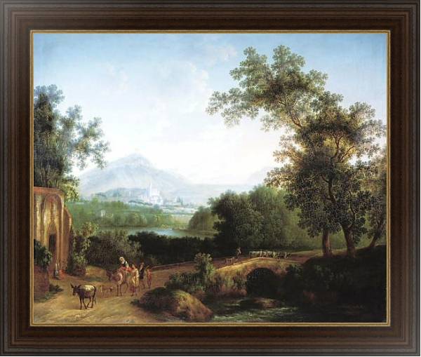 Постер Итальянский пейзаж. 1806 с типом исполнения На холсте в раме в багетной раме 1.023.151