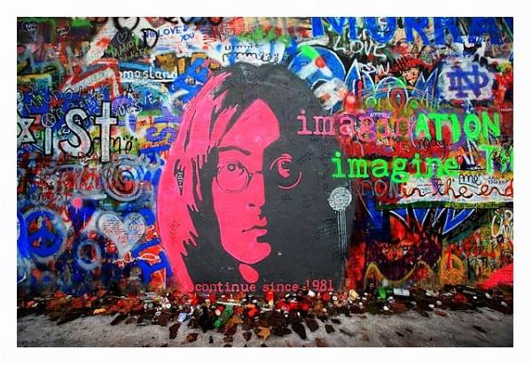 Постер Граффити: Джон Ленон с типом исполнения На холсте в раме в багетной раме 221-03